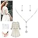 EleQueen Women's Full Cubic Zirconia Long Ball Round Bridal Y-Necklace Earrings Set Silver-Tone Clear