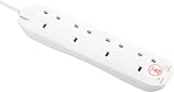 Masterplug 4 Socket Extension Lead 2m Cable Surge Protection Power LED White 13A view 1