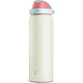 40 oz Insulated Water Bottle with Straw: Meoky Stainless Steel Metal Water Bottle with 2-in-1 Lid - Leak Proof, Cold for 24 Hours, Protective Silicone Base, BPA-Free for Sports Gym, Cream