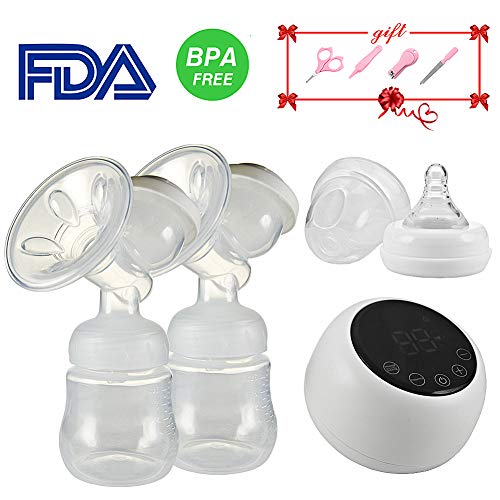 Double Electric Breast Pump, Msestp Portable Breastfeeding Pump with LED Display, Pain Free, Strong Suction FDA BPA-Free with Baby Grooming Kit