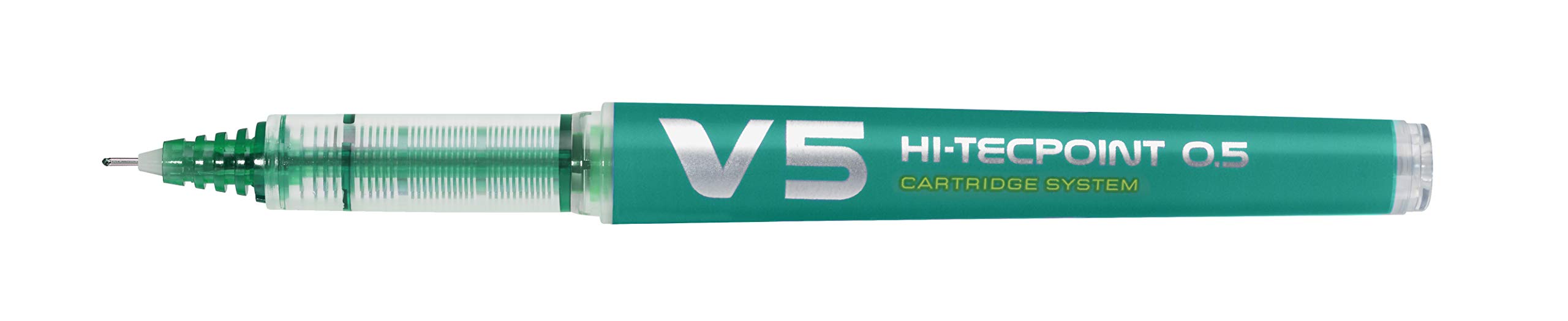 Pilot V5 Cartridge System Liquid Ink Rollerball 0.5mm Tip- Green, Box of 10