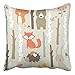 Emvency Throw Pillow Covers Forest Cute Fox Bear Bunny Elk Hedgehog Birds Mushrooms Trees Decor Pillowcases Polyester 16 X 16 Inch Square Hidden Zipper Home Cushion Decorative Pillowcase