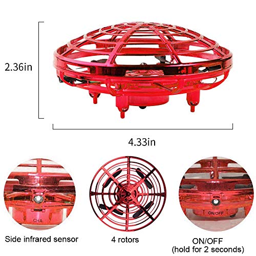 image for SUUKAA UFO Flying Ball Toys, Hand-Controlled Mini Drone, Infrared Sens
