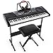 Joy 61-Key Standard Music Keyboard Kit Including USB Music Player Function, Bundle with Headphone, Stand, Stool, Power Supply (JK-66M Kit)