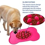 QHWLKJ Slow Eating Dog Bowl,Slow Feed Pet Bowl,Silicone Bone Shaped Feeder Anti Choke Food Water Bowl with Eco-friendly No Spill Non-Skid Portable Bowl