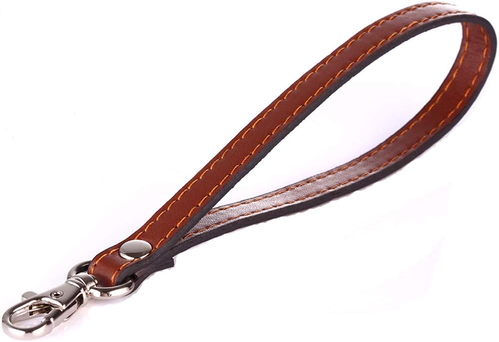 Xiazw Leather Wrist Strap Wristlet for Purse,Wallet, Clutch,Key,Keychain,Cell Phone Case (Plain Leather Dark Brown)