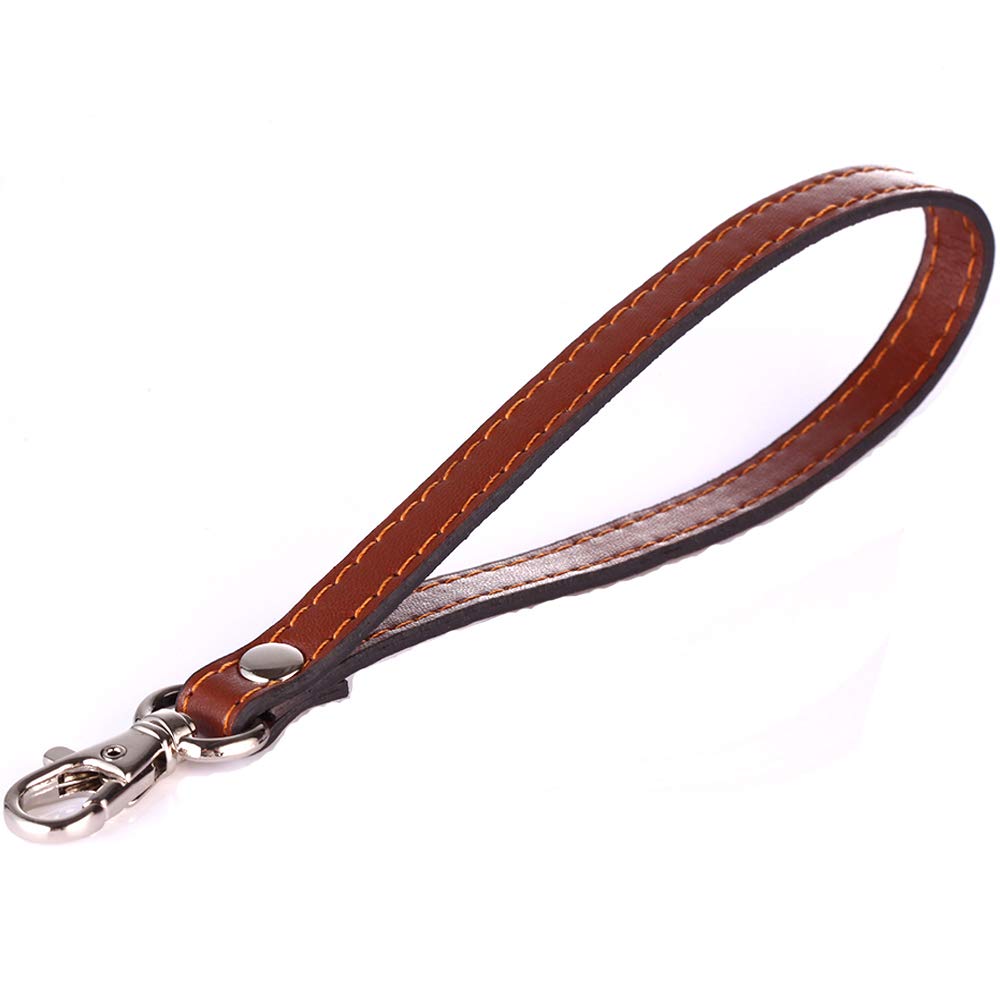 Xiazw Leather Wrist Strap Wristlet for Purse，Wallet， Clutch，Key，Keychain，Cell Phone Case (Plain Leather Dark Brown) — image 1