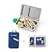 PlanetBox SHUTTLE Eco-Friendly Stainless Steel Bento Lunch Box with 2 Compartments for Adults and Kids - Blue Carry Bag with Aliens Magnets