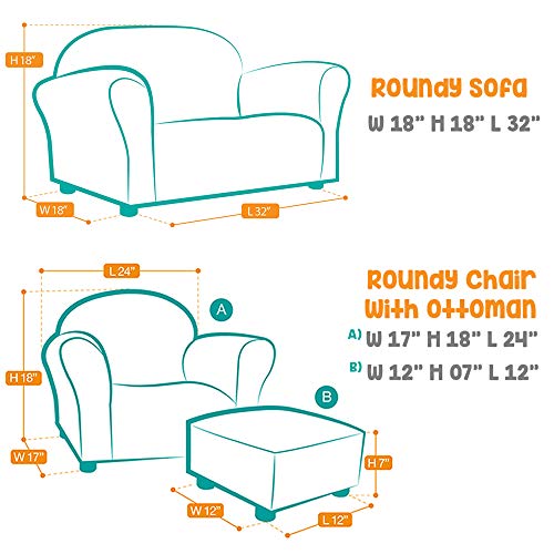 Keet Roundy Denim Children's Chair, Sofa and Ottoman Set, Denim Blue, 33 pounds