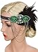 Vijiv Green 1920s Flapper Headband Accessories Gatsby Style 20s Headpiece