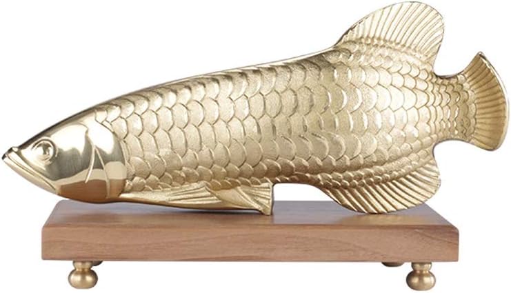 Liudan Feng Shui Decoration Brass Money Fish Fengshui Gold Wealth Arowana Home Decor Collectible Figurine Sculptures/Statues