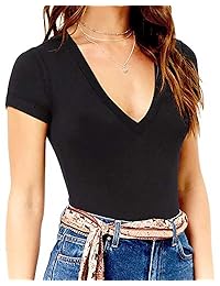 MANGOPOP Mono de manga corta con cuello en V para mujer