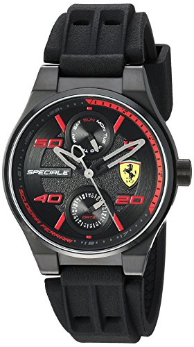 Ferrari Men s  Speciale Multi  Quartz Stainless Steel and Silicone Casual Watch, Color Black (Model: 0840011)