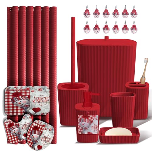 Clara Clark Complete Christmas Bathroom Sets with Shower Curtain and Rugs