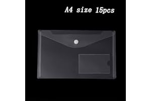15 Clear Document Folder, Waterproof Case Transparent Document Bag Paper Holder File Folder, Clear Plastic Folder(A4)