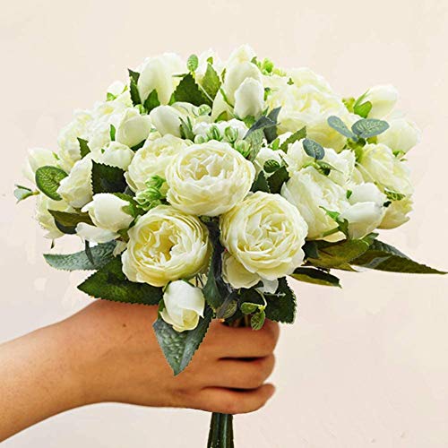Schliersee Small Artificial Flowers Peony Silk Fake Flower Bouquet for Valentines Day Gifts Home