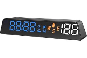 VJOYCAR H500G New Speedometer Car GPS Hud Head Up Display, Compass Time Digital Speed KM/H MPH Meter Over-Speed Alarm Fatigue Driving Alert Gauge for Cars Vehicles