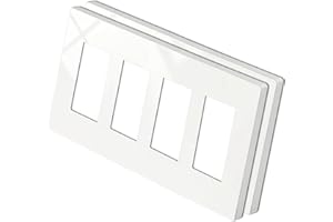 BESTTEN 2 Pack 4-Gang Decorator Screwless Wall Plate, USWP4 Gloss White Series, Decor Outlet Cover, 11.91cm x 21.21cm, for Li