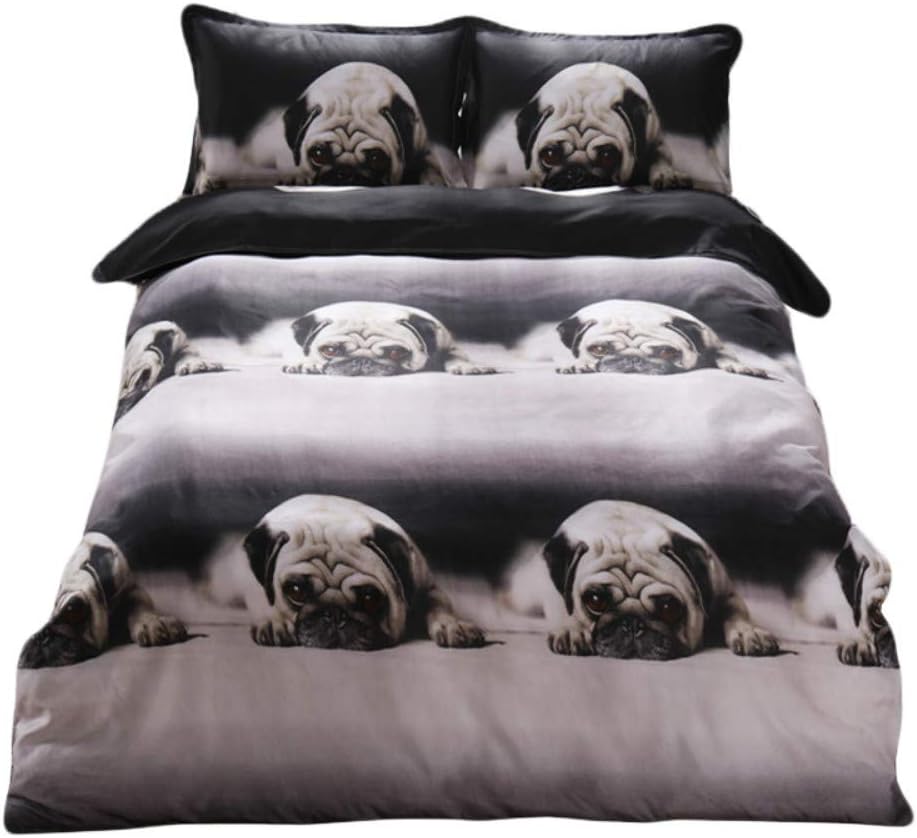 Western Style Cute Dog Pattern Bedding Set for Kids Single Queen King Size Duvet Cover Set 2/3pcs Soft Comfortable Bed Sets (Queen(3pcs))
