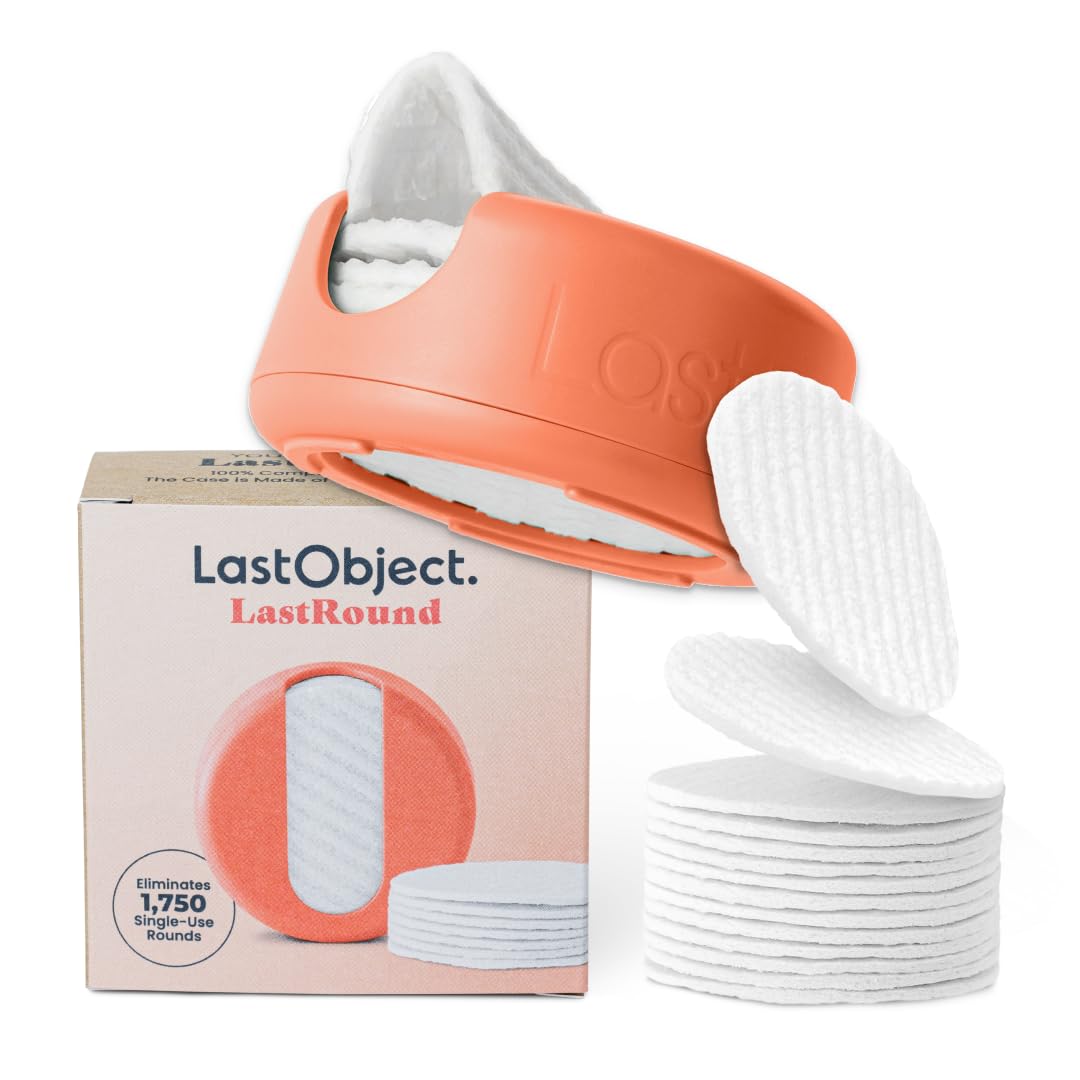 LastRound Reusable Makeup Remover Pads - 7 Washable Eco-Friendly Reusable Cotton Rounds for Face - Sustainable & Soft Cotton Face Pads for Facial Cleansing & Eye Makeup Removal - Travel Storage Case