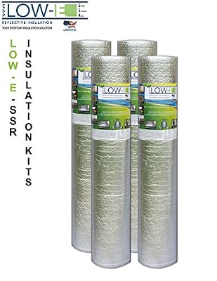 4 PACK Wholesale Lot: ESP Low-E® SSR Reflective Foam Core Insulation Kit: 4 Rolls (Size 48"x25') Includes 25' Foil Tape per roll, Knife & Squeegee. Multipurpose Home Insulation For Your Building Project or Just Every Day Household Needs.