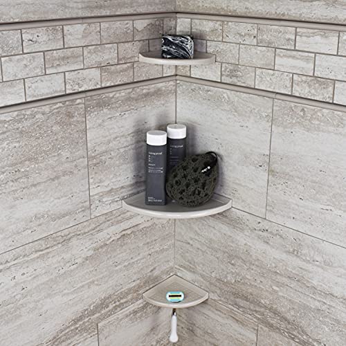 Questech 10 inch Corner Bathroom Shelf Polished Gray Wall Mounted