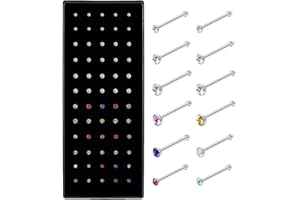 IJUERYBAI Cute Nose Rings for Women, Surgical Stainless Steel Nose Studs Women Men 20g Small Nose Rings Bone Studs aretes para la nariz, Hypoallergenic Real Nose Piercings Body Jewelry Bulk Unique Tiny