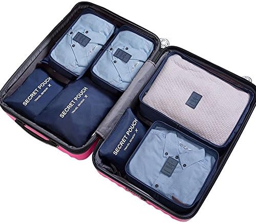 PERNULO Travel Luggage Organizer Pack of 7-Travel Clothe Storage Bag-Travel Mesh Pouch -Travel Packing Organizer (Navy)