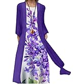 Womens 2025 Spring Floral Print 2 Piece Set Maxi Dress with Cardigan Sleeveless Plus Size Wedding Guest Dresses for Women