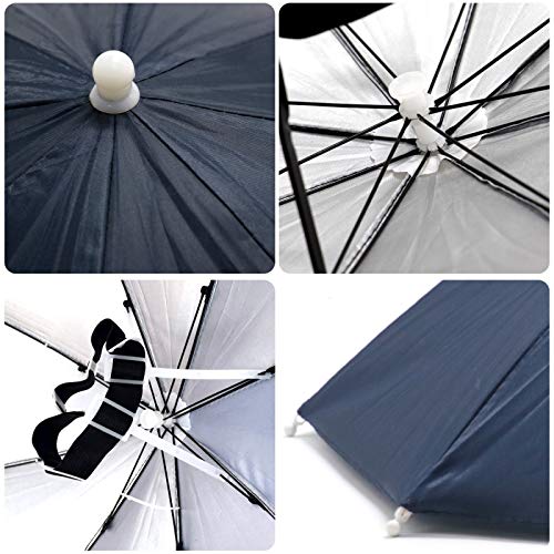 AQUEENLY Elastic Umbrella Hat for Fishing Gardening Outdoor, 20'' Diameter Hand Free Hat Headwear for Adults and Kids, Dark Blue - Thumbnail 4