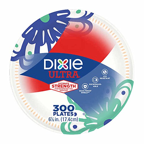 Dixie Ultra Microwavable Paper Plates Soak Proof Shield Big Party Pack Heavyweight 6 7/8