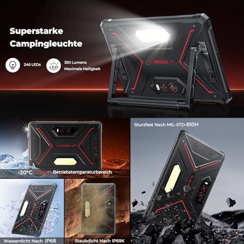 HOTWAV R9 Plus Outdoor Tablet Android 14, 11 Inch 2K FHD+ Construction Site Tablets, Octa-Core 24GB+512GB+2TB TF Tablet Waterproof, 20080mAh 20W Fast Charge, 64MP+16MP/IP68/IP69K/Dual SIM 4G/5G WiFi/GPS/OTG