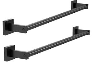 MKO Towel Bar for Bathroom, 24" Hand Towel Holder Rod with Metal, Black Towel Racks for Bathroom Hanger Wall Mounted for Home Essentials, 2 Pack