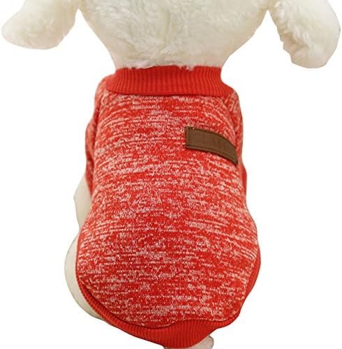 Pet Dog Classic Knitwear Sweater Warm Winter Puppy Pet Coat Soft Sweater Clothing For Small Dogs (S, Red)