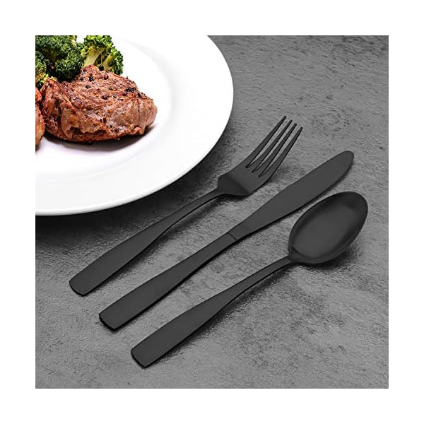 Matte-Black-Cutlery-Set-Bettlife-Tableware-Set-Stainless-Steel-Flatware-Silverware-Set-with-Knife-and-Fork-Set-Service-for-8-Dishwasher-Safe-Easy-Clean-Hold-Matt-Black-32-P Matte Black Cutlery Set, Bettlife Tableware Set Stainless Steel Flatware Silverware Set with Knife and Fork Set, Service…
