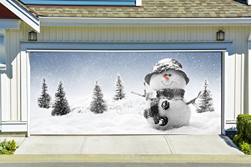 Christmas Garage Door Cover Banners 3d Snowman Holiday Outside Decorations Outdoor Decor for Garage Door G75