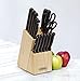 Farberware 17-Piece Triple Rivet Stainless Steel Knife Block Set, Black
