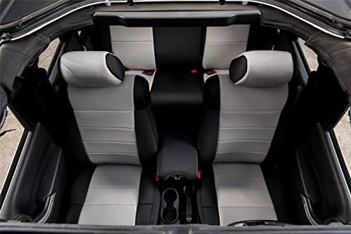 PERNICE Jeep Wrangler Neoprene Seat Covers Custom Fit for 2007, 2008, 2009, 2010, Airbag Compatible (4 DOOR, Medium gray)