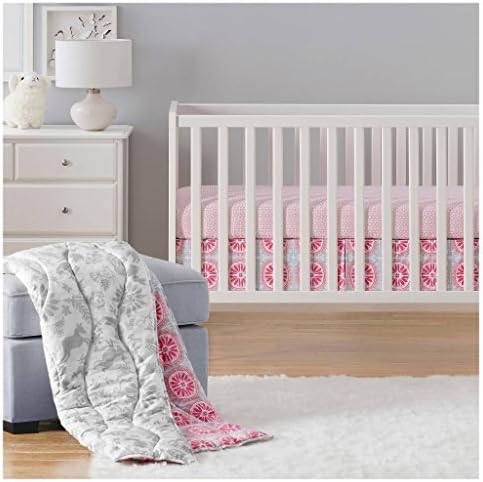 Sabrina Soto Lola Reversible 3 Piece Baby Crib Animals Bedding Nursery Set, Pink Gray by Sabrina Soto