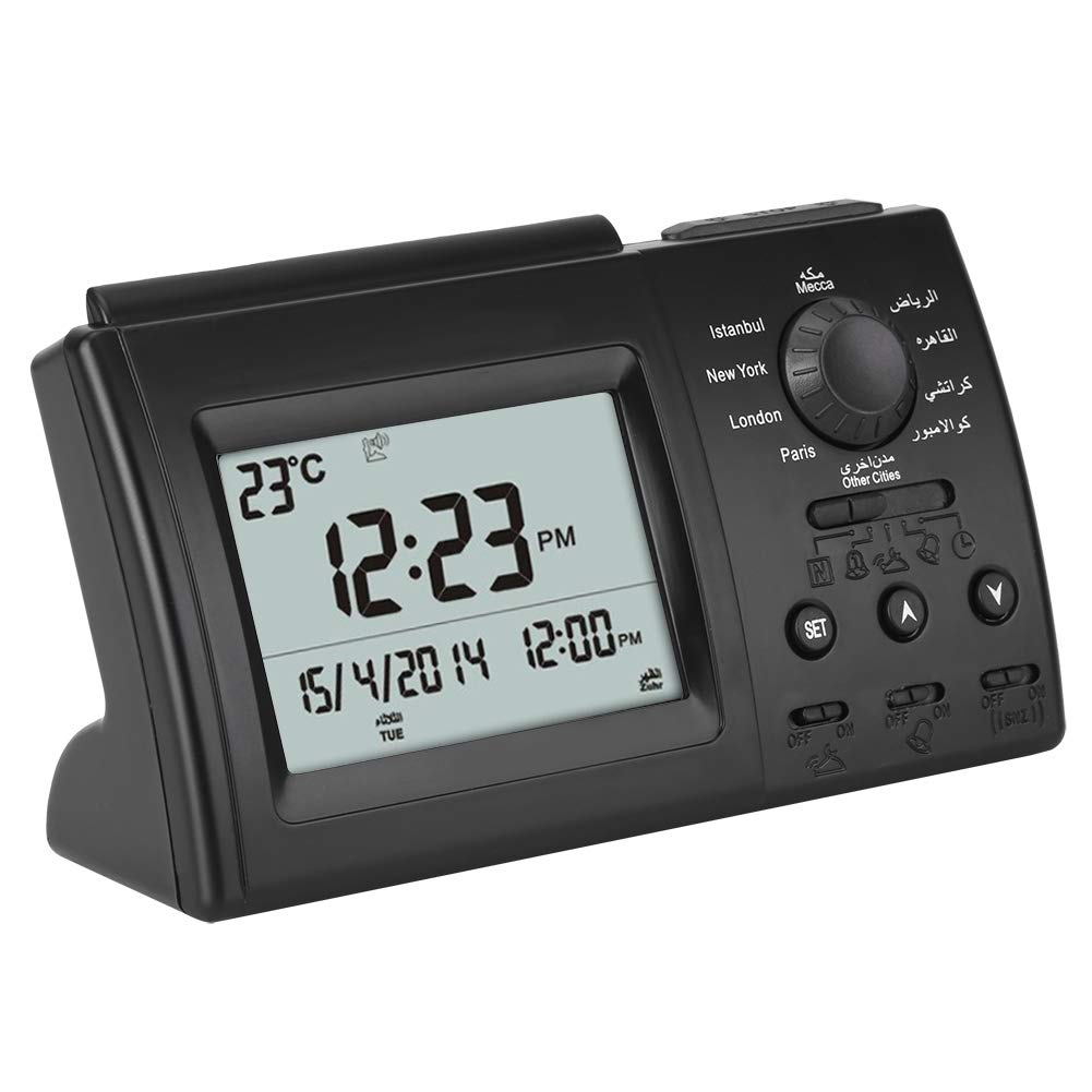 Islamic Azan Alarm Clock, Azan Clock Prayer Clock Muslim Azan Table Prayer Clock HA-3006, Black Color Digital Muslim Prayer Alarm Athan Islam for
