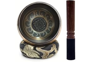 LGOOIIN 3.15 inch Tibetan Singing Bowl Set, Authentic Handmade Meditation Bowl Stress Relief Yoga Set with Striker & Cushion for Sound Therapy, Chakra Healing, Spiritual Gatherings