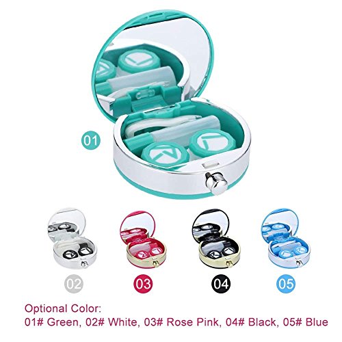 Contact Lens Box, Mini Contact Lens Holder Eye Care Lenses Case Set Cute Lovely Travel Kit Box (Black)