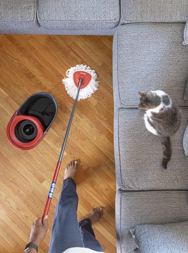 O-CEDAR EASYWRING MICROFIBER SPIN MOP, BUCKET FLOOR CLEANING SYSTEM, RED, GRAY, STANDARD