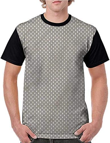 Men T Shirt,Eastern,Circular Figures Wavy Lines S-XXL Man Baseball Tops