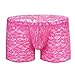 FEESHOW Men's Lace Flower Floral Print Pouch Underwear Boxer Briefs Shorts Rose One size