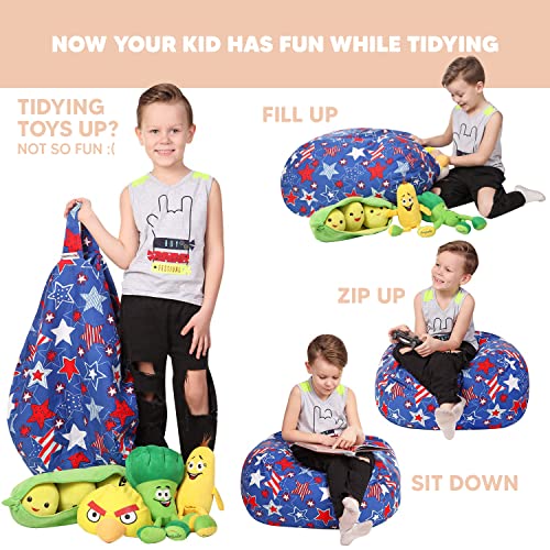 Stuffed Animal Storage Bean Bag Toy Storage Organizer and Bean Bag