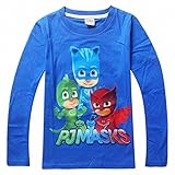 Owone Box Baby Kids Birthday gift PJ Masks Baby Kids long sleeve T-shirt, Blue, 3-4T