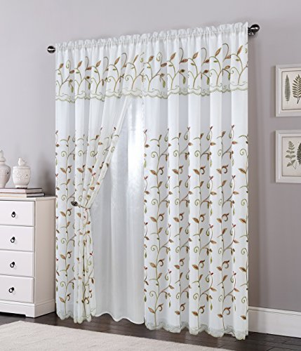 Elegant Comfort Luxury Curtain/Window Panel Set with Attached Valance and Backing 54