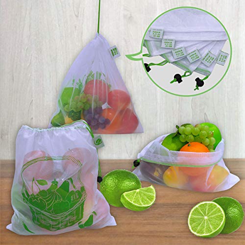 Reusable Produce Bag,BB Brotrade See Through 9 Packs Washable Premium