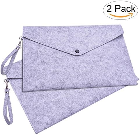 TANTAI Felt File Holder,Expanding Document Folder,Luxury Office File Folders large Than A4 Size ,With Lanyard and Stainless Steel Buttons (Marble)